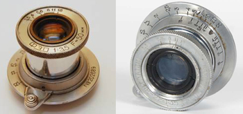 Объективы камеры «ФЭД»: анастигмат «Индустар-10» (слева) и «Индустар-22» (справа).